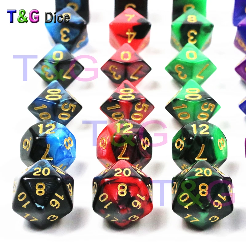 Высокое качество 7 шт смешанных цветов игральные кости набор покер D4 d6 d8 d10 d12 d20