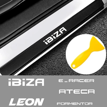 

For Seat Ibiza Leon Cupra E-racer Ateca Formentor FR Racing 4PCS Car Door Sill Threshold Sticker Carbon Fiber Scuff Plate Guard