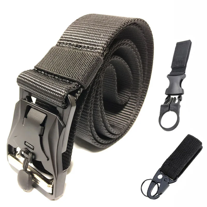 belt 2 hooks Военный тактический пояс армии мессенджер через плечо на магнитной застежке металлический открытый полиции Heavy Duty тренировочный пояс Принадлежности для охоты ремень Strap Cinto - Цвет: belt 2 hooks