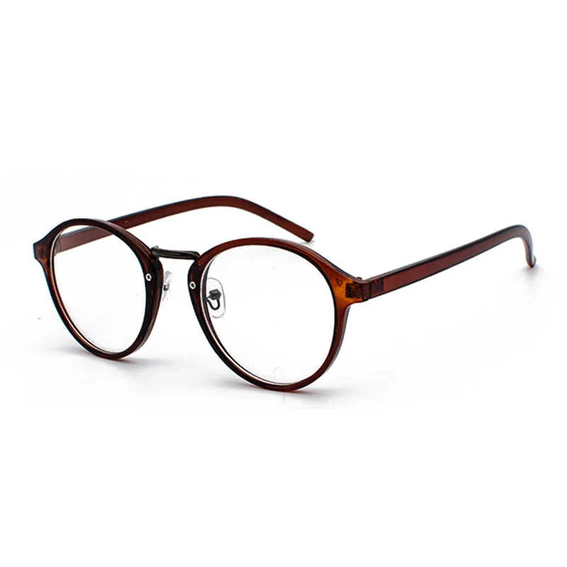 OEC CPO New Fashion Women Glasses Frame Men Eyeglasses Frame Vintage Round Clear Lens Glasses Optical Spectacle Frame O413 - Цвет оправы: C4 Brown