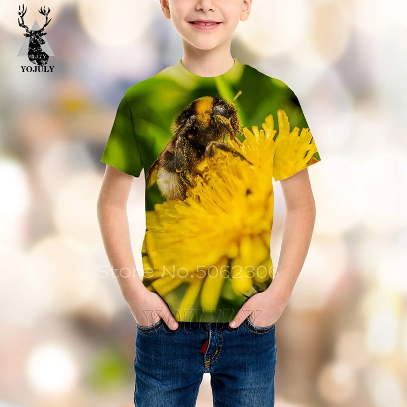 3D print girls boy bee t shirt fashion off white Anime Harajuku t-shirts modis kids O-neck Short Sleeve Hip Hop streetwear tops