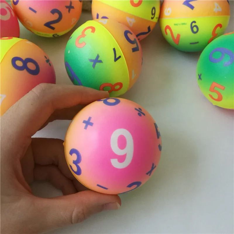 12pcs 6.3CM Anti Stress Relief Ball Colorful Numbers Math PU Foam Soft Squeeze Sponge Toys for Boys Kids