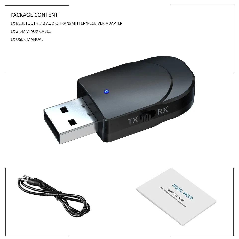 KN330 3 в 1 USB Bluetooth 5,0 аудио приемник передатчик 3,5 AUX Jack RCA стерео беспроводной Bluetooth адаптер для ТВ ПК Автомобильная Музыка - Цвет: KN330 V5.0
