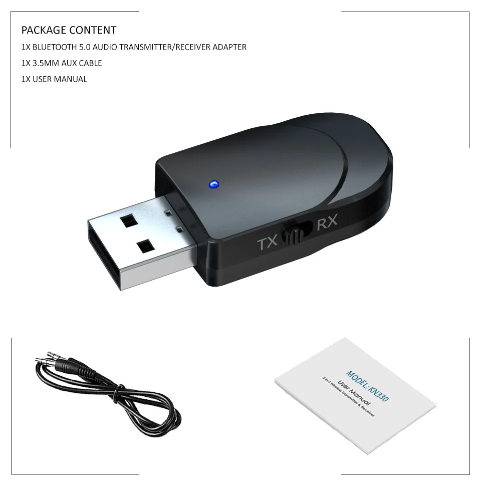 KN330 V5.0 KN330 3 в 1 USB Bluetooth 5,0 аудио приемник передатчик 3,5 AUX Jack RCA стерео беспроводной Bluetooth адаптер для ТВ ПК Автомобильная Музыка - Цвет: KN330 V5.0