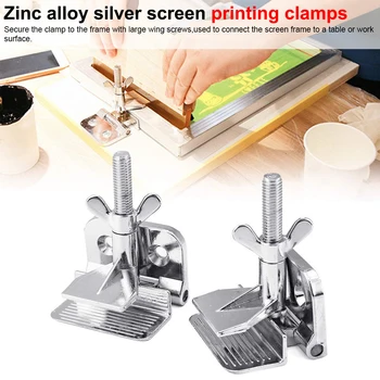 

Hinge Clamp DIY Fixing Screens Tool Zinc Alloy Silver Screen Printing Clamps Butterfly Hinge Clamp 2pcs