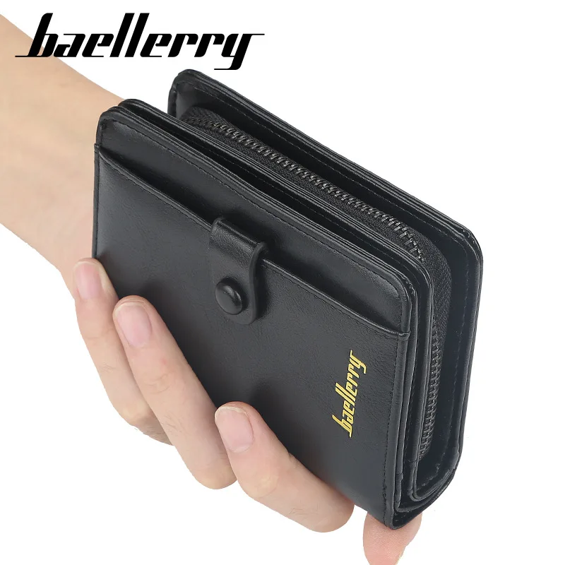 Короткие Кошельки Baellerry для мужчин бумажники из искусственной кожи на молнии с