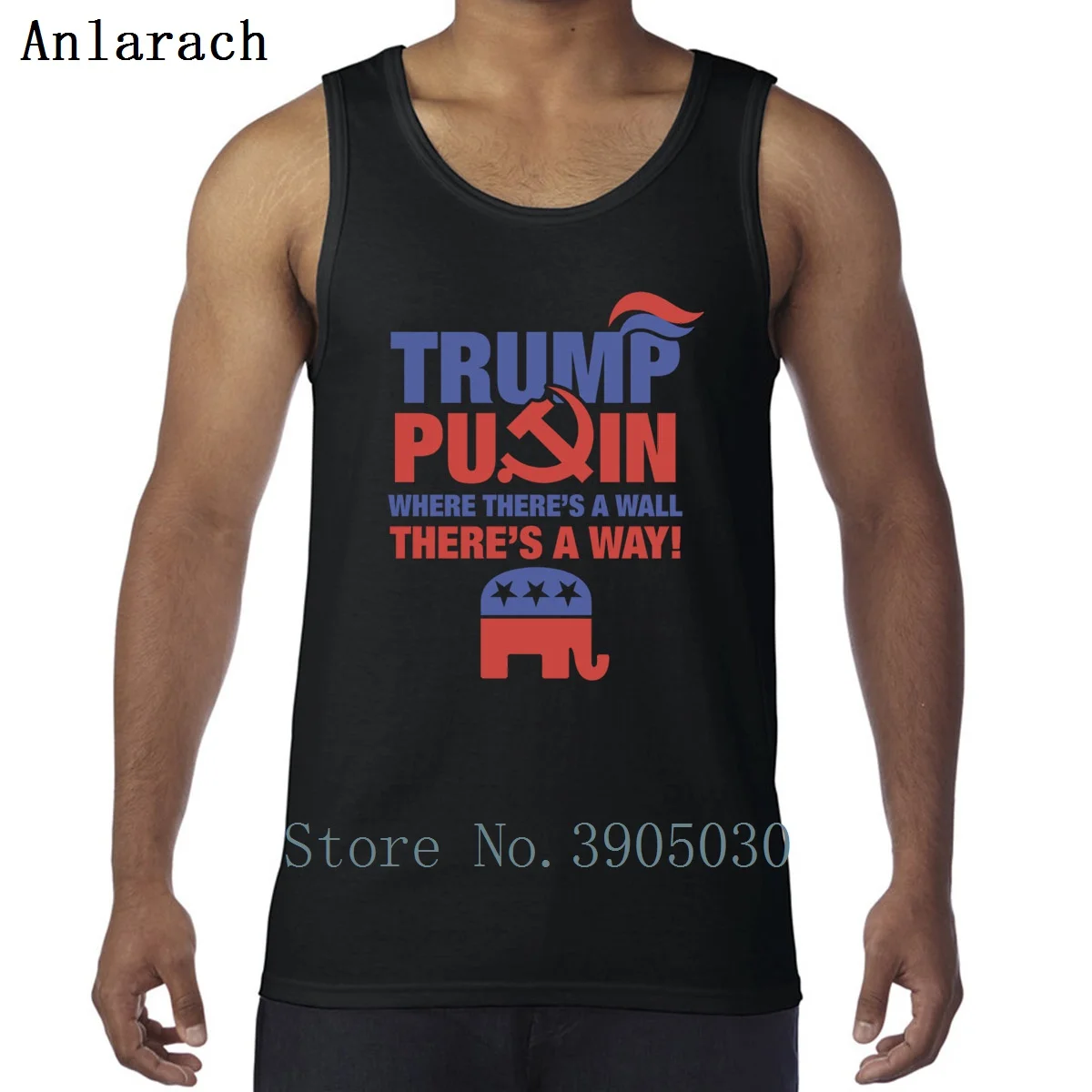 

Trump Putin Where There Is A Wall There Is A Way Vests Quirky Summer Style Workouts Printed Men Tank Top Vintage Basic Gift