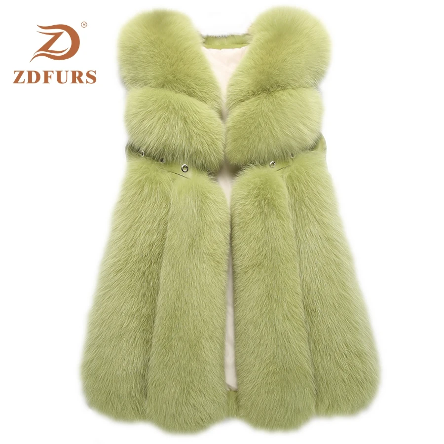ZDFURS* Новое поступление женская зимняя шуба из натурального Лисьего меха горячая распродажа большой меховой длинный меховой жилет для женщин жилет