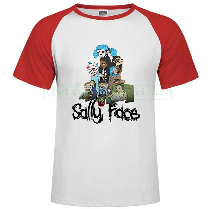 Летние мужские футболки Sally face Мужская модная футболка с мультяшным принтом Sally Face цельные повседневные футболки уличные Топы - Цвет: Raglan red 140
