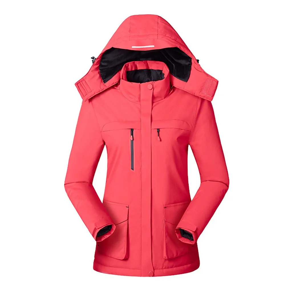 Women's Quick Dry Hiking Jacket Waterproof Women's Fashion Solid Color Smart USB Heating Warm Down Zipper Coat#g4