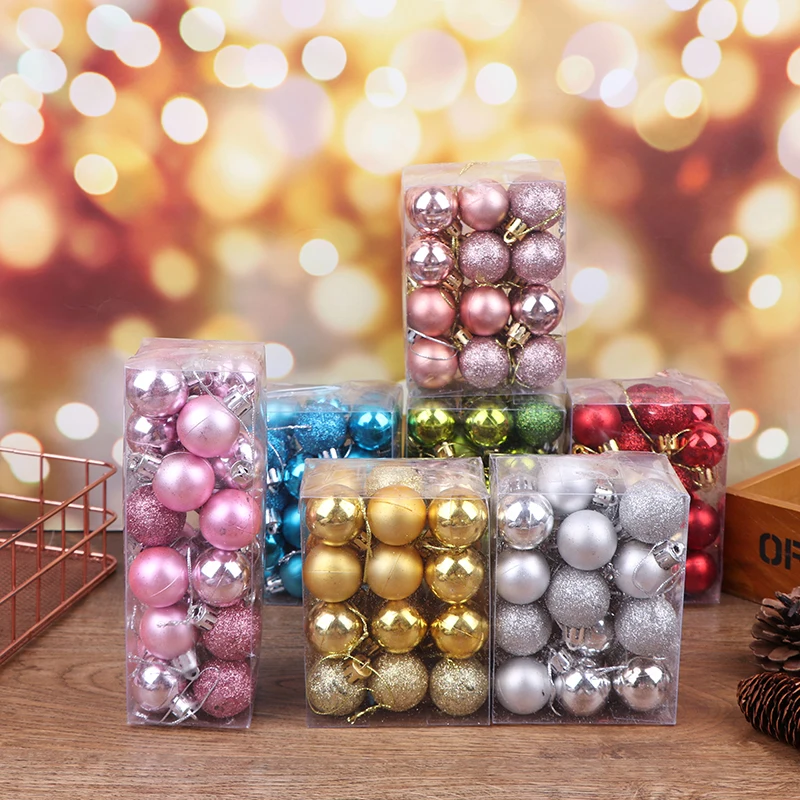 24pcs Christmas Ball Ornaments For Christmas Tree Decoration Pink White Balls For Xmas Holiday Wedding Home Party Decoration