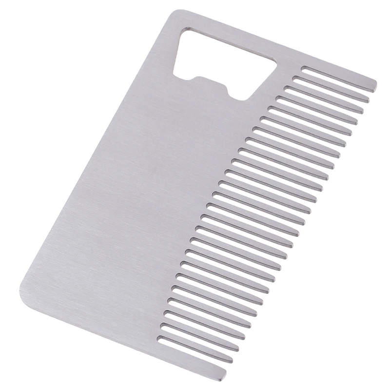 1pc Portable Mustache Hair Beard Care Comb With Bottle Opener Beard/Hair Styling Tool Stainless Steel Beard Comb