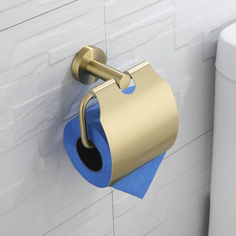 Toilet Paper Holder Bathroom Hardware Set Bathroom Hardware Accessories Bathroom Hardware Set Brushed Gold Toilet Brush Holder Robe Hook Paper Holder Soap Dish Wall Mount Bathroom Accessories