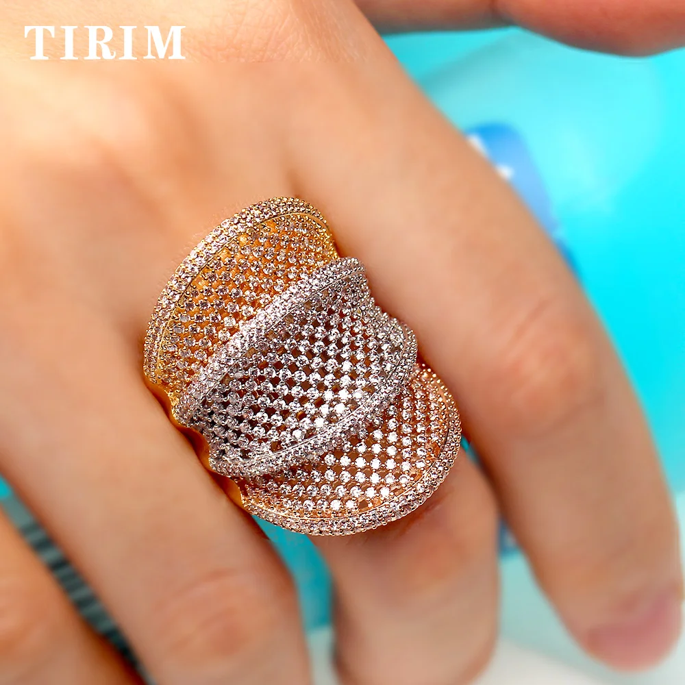 Роскошные женские кольца TIRIM с искусственным цирконием сетчатая апертура