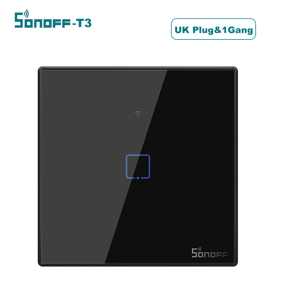 Интеллектуальный выключатель света SONOFF T3 интеллигентая(ый) переключатель EU/UK/US AC 1/2/3 серии TX WI-FI стены SwitchRF Дистанционное управление WI-FI переключатель умный дом пульт дистанционного управления переключатель - Комплект: UK Plug 1 gang