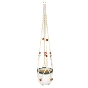 

Rope Home Courtyard Wall Decoration Basket Indoor Outdoor Knotted Stand Macrame Plant Hanger Garden Handmade Office Pot Holder