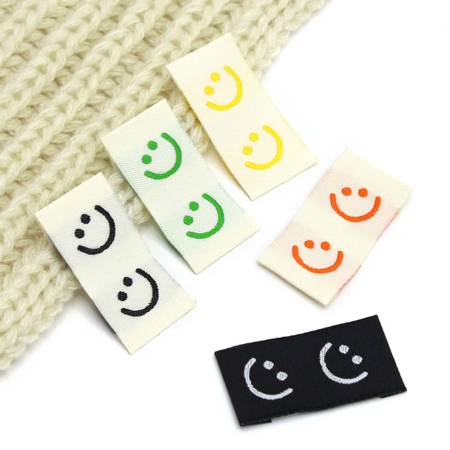 50Pcs Made With Love Cotton Labels Handmade Label Black White Clothes Labels  Woven Tags For Knitted