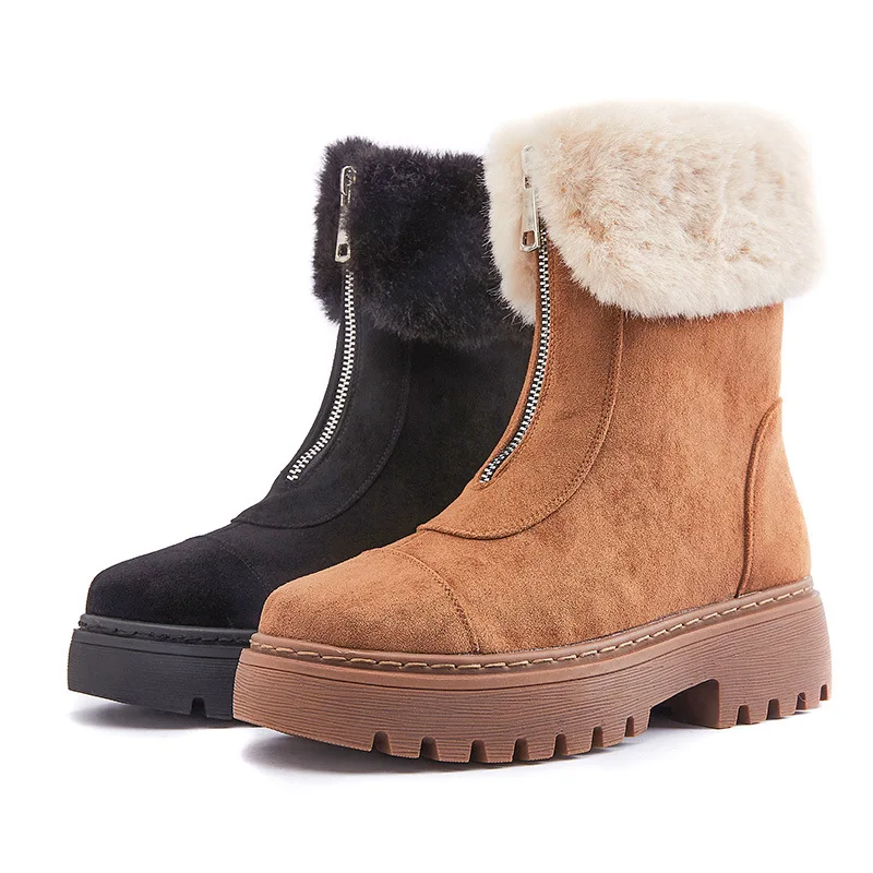 

Winter Sheep Cashmere Casual Women's Boots Hot New Thick Bottom High To Help Martin Boots 2019 Fashion Comfortable Warm Booties