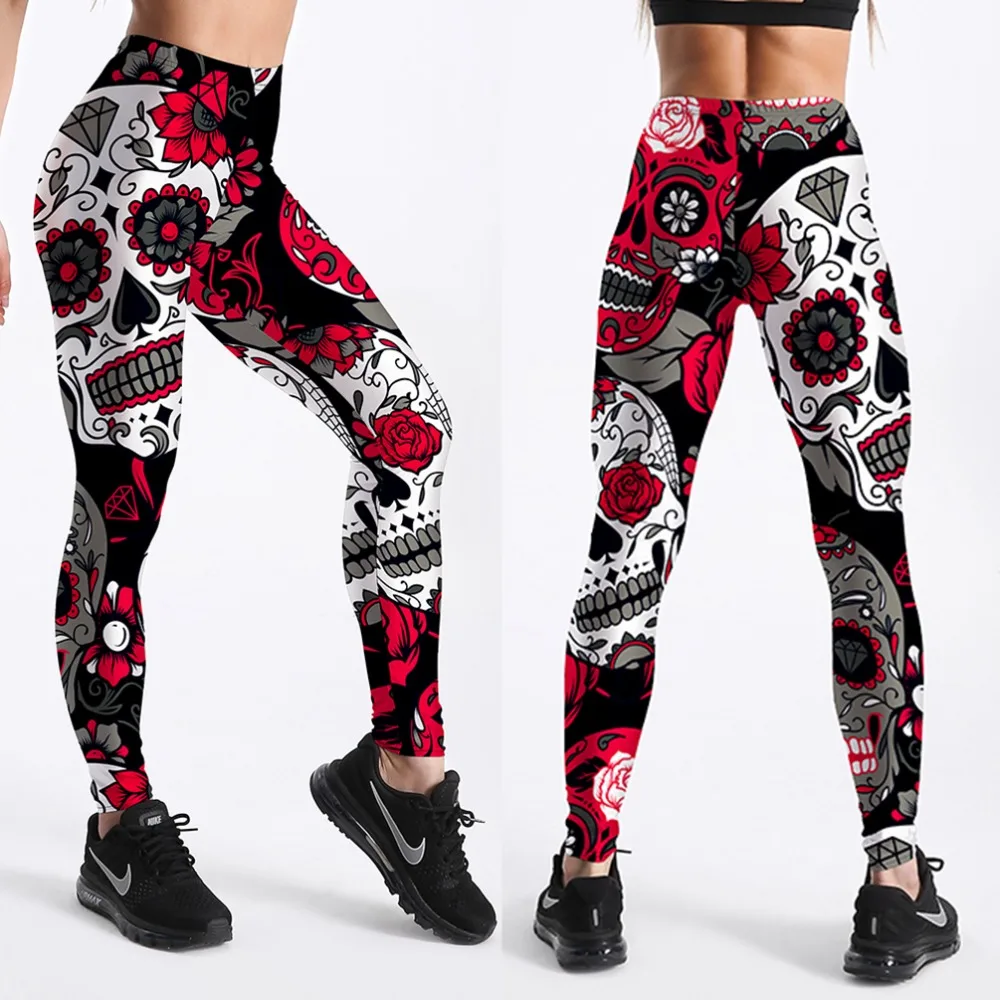 Elastic Spandex High Waist Women Digital Printed Fitness Leggings Push Up Sport GYM Leggings 