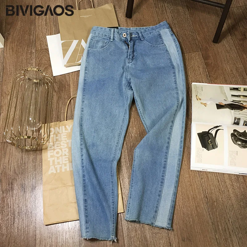 BIVIGAOS 2019 новые весенне осенние Стиль досуга женские укороченные джинсы корейские