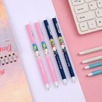 

JIANWU 4pcs/set 0.5mm Cartoon Yushoufumao Roller Ball Gel Pen Kawaii journal Pen Black Ink Pens School Supplies cat pen