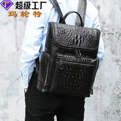 New Crocodile Pattern for Men Backpack Backpack Business First Layer Leather Backpackage Large Capacity Business Backpack Men