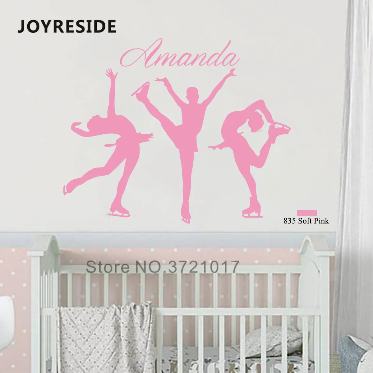 JOYRESIDE Фигурное катание девушка стены персонализированные Индивидуальные Имя Наклейка Винил стикеры ледяной конькобежный спорт декор украшения комнаты A074