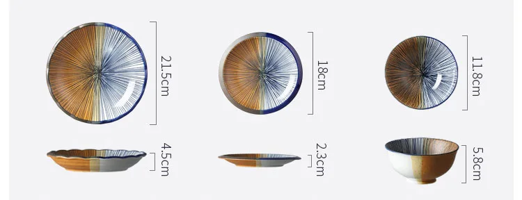 1 шт. в японском стиле ручная роспись посуда линия полосатая столовая посуда керамическая тарелка блюдо фарфоровая посуда столовые приборы тарелка для торта