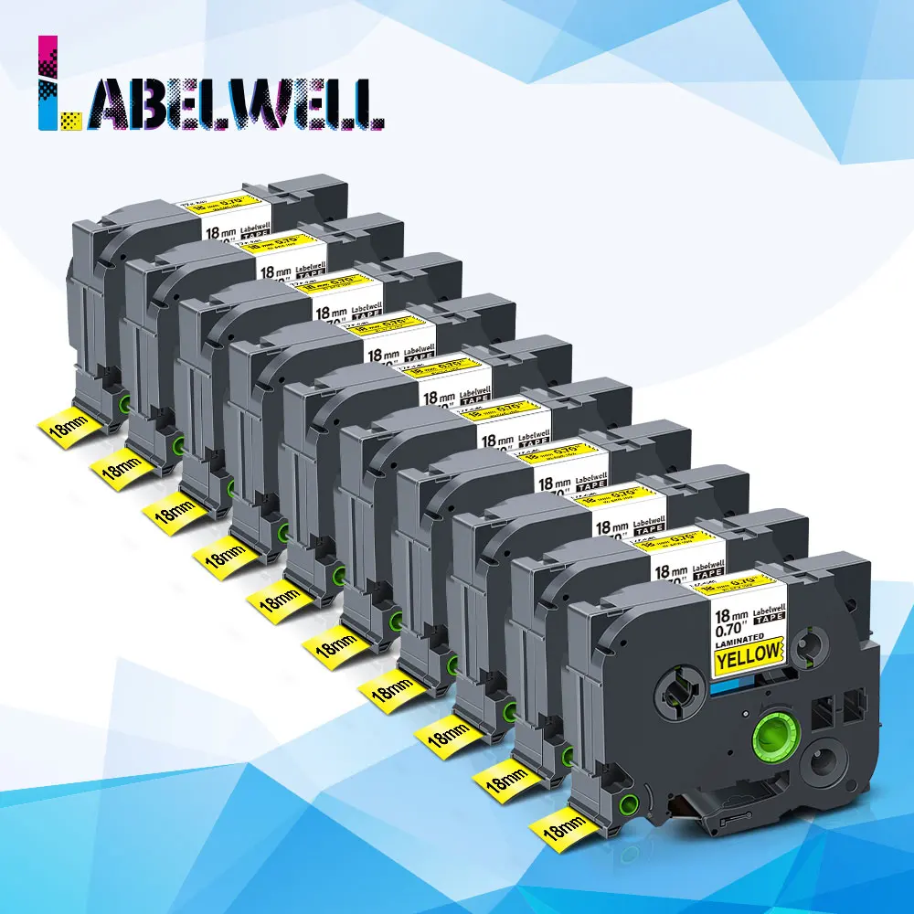 

Labelwell 10PK 18 мм, Совместимость с 641 стандартными лентами, черный на желтом 641