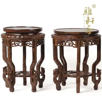 

Red Wood Flower Pot Decoration Base Chicken Wing Wooden Balcony Flower Flower Stand Solid Wooden Living Room Chinese Fish Tank S