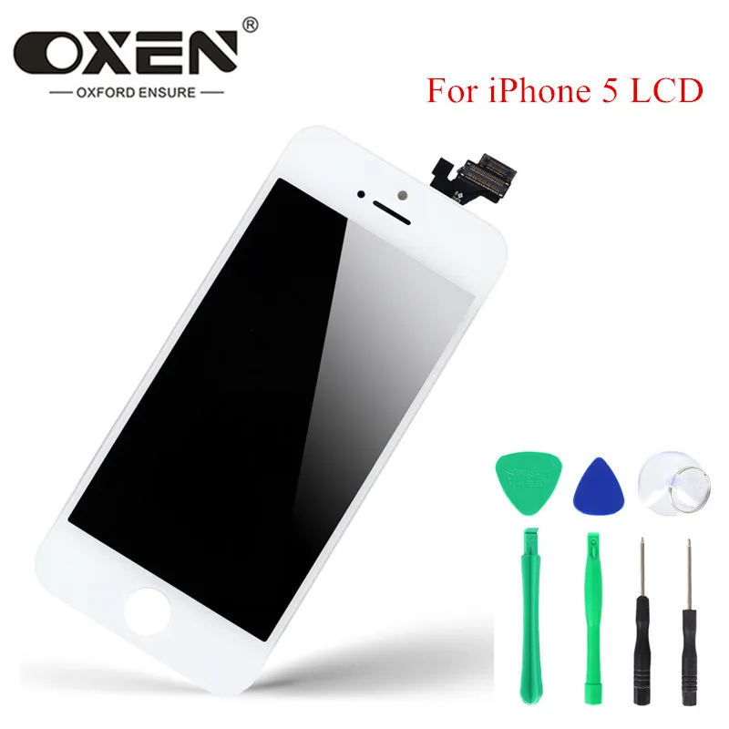 

OXEN AAA+++ LCD Display for iPhone 5 Touch Screen Digitizer Assembly Color Replacement LCD Pantalla No Dead Pixel + Tools