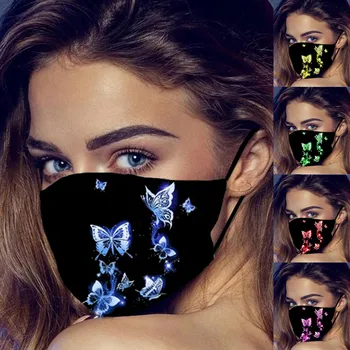 

Fashion Chic Butterfly Printed Face Mask Dustproof Pollution Prevented Mouth Mask Reusable Washable Mask Breathable Adult Masque