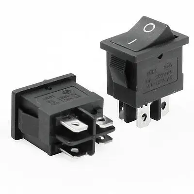 

AC 250V 6A 125V 10A 4 Pins DPST On-Off Rocker Switch Black 2 Pcs