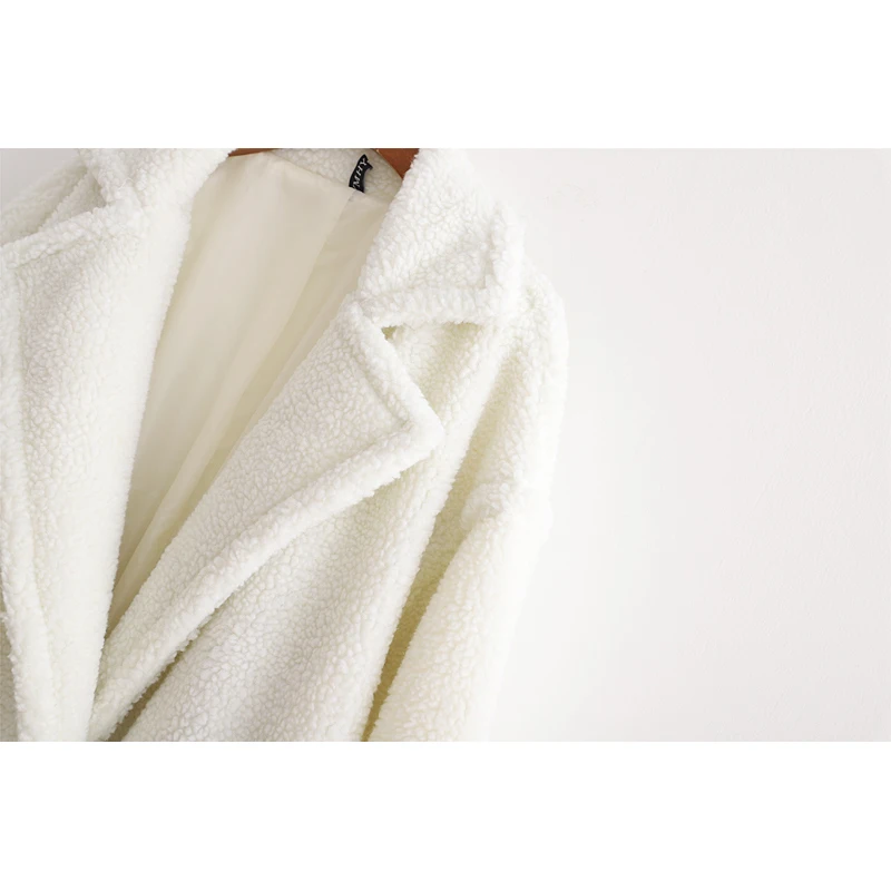 Za зимнее пальто женское повседневное свободное одноцветное длинное плюшевое пальто женское винтажное пальто размера плюс белое плюшевое пальто женское