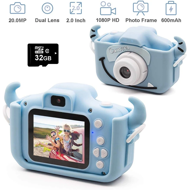 

1080P HD Kids Digital Camera Dual Lens 20.0MP Toddler Cameras Video Recorder with 32G TF Card Camera Toys Gifts for Children