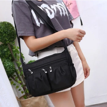 

Fashion Women Messenger Shoulder Bags Zipper Bag Oxford Textile Travel Large Capacity Crossbody Bag Purses Handbags