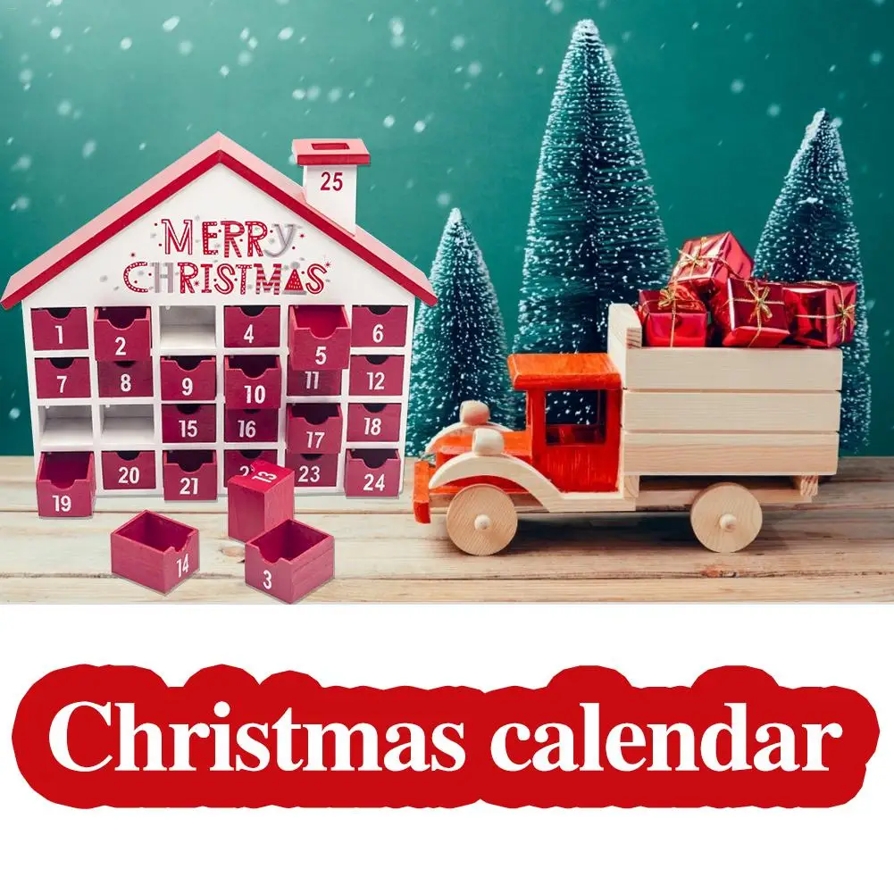 

Wooden Christmas Calendar Advent with 25 Drawers Children's Candy Gift Storage Box Christmas Calendar Christmas Decoration