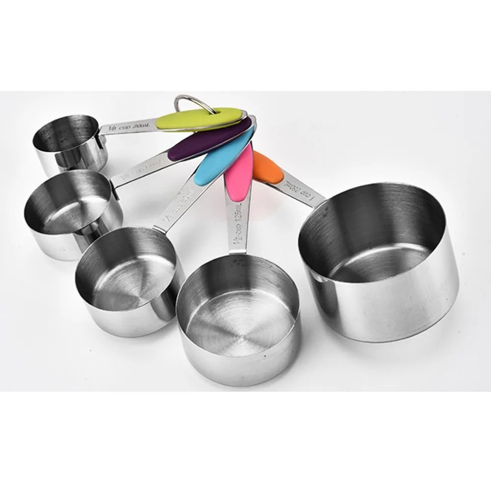 

5Pcs Stainless Steel Measuring Spoons Cups Set Tablespoons Measuring Set with Silicone Handle Measuring Spoons