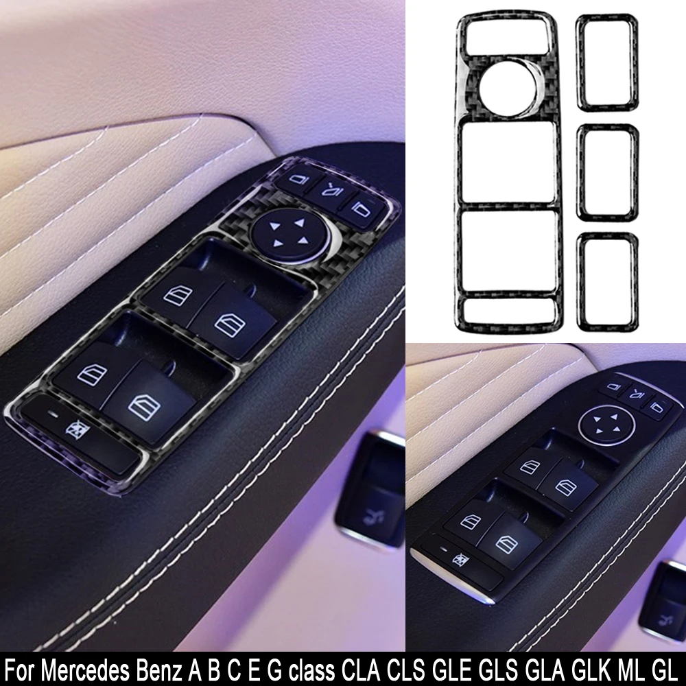 Для Mercedes Benz A B C E G класс CLA CLS GLE GLS GLA GLK ML GL автомобильные аксессуары из настоящего углеродного волокна подъемные кнопки рамы