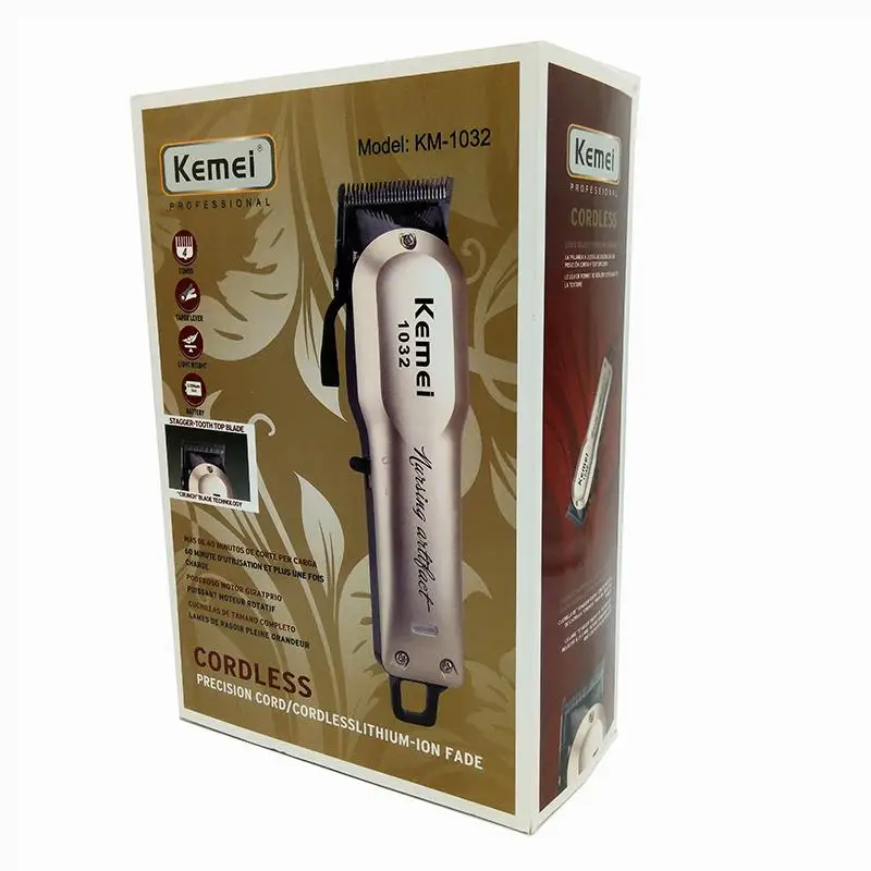 Машинка для стрижки волос Kemei электрический триммер для мужчин резак режущая машина Стрижка Парикмахерская резка борода пудель - Цвет: With box