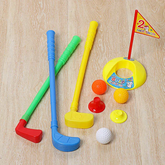 Ensemble de Jouets de Golf pour Tout-Petits, Jeu de Golf pour Enfants,  Cadeau de Jouets de Sport avec 4 bâtons de Golf colorés, 6 balles, 2 Trous  d'entraînement, Jouets d'intérieur et d'extérieur 