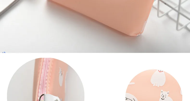 Силиконовый чехол для карандашей с милым котом Kawaii Girl PencilsBags прочный большой емкости школьные принадлежности канцелярские принадлежности для хранения ручек
