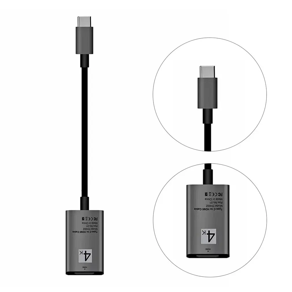 0,2 м тип-c штекер HDMI Женский видео аудио кабели поддержка 4 к для DVD ТВ ПК ноутбук мобильный телефон для ноутбука Plug and Play - Цвет: Dark grey
