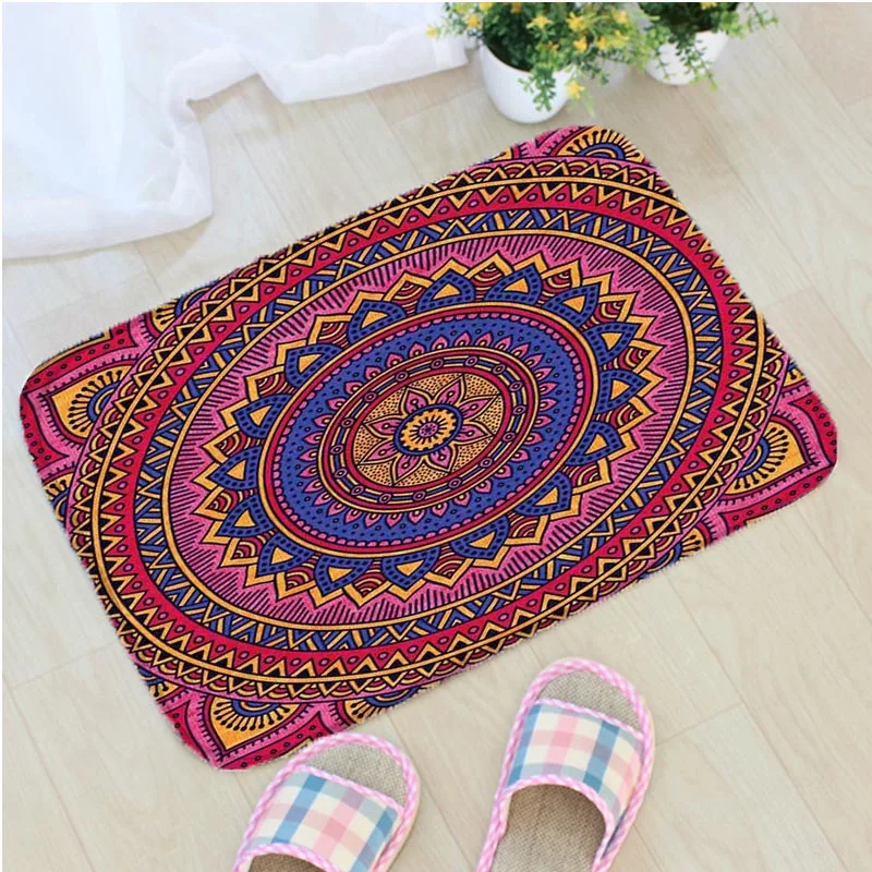 

India Mandala Printing Bath Mat Flannel Creative Mandala Bathroom Non-slip Mat Simple Home Decor Door Mat Badmat tapis de bain