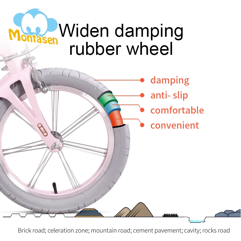 Детский велосипед MONTASEN с дополнительными колесами для мальчиков и девочек