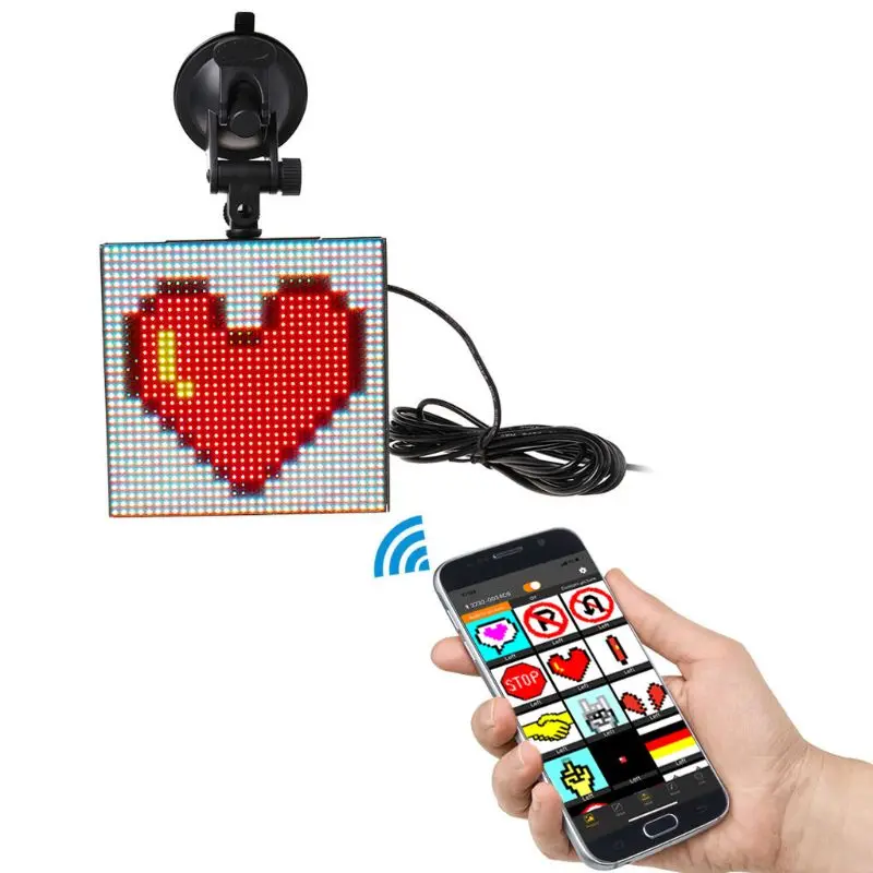  Full color wireless bluetooth App control car LED Display Screen Scrolling LED SignDriving instruct - 4000310543218