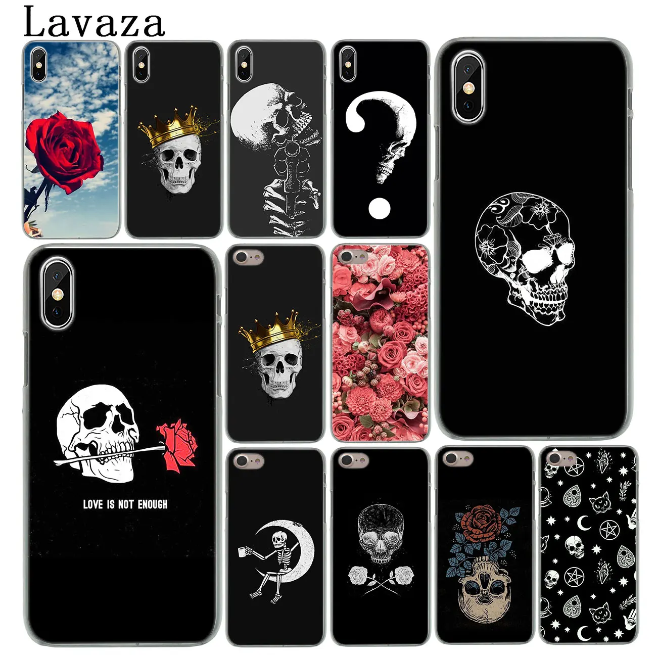 Жесткий чехол Lavaza с черепом и цветком ворона для iPhone XR X XS 11 Pro Max 10 7 8 6S 5 5S SE 4S 4 |