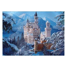 Puzzle château d'hiver 1000 pièces pour adultes, puzzle d'architecture en pierre de cygne, casse tête, jouets pour enfants, noël pour filles