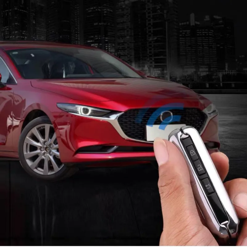 Чехол для ключа автомобиля, оцинкованный сплав, чехол для Mazda 3 Alexa CX4 CX5 CX8, 3 кнопки, умный дистанционный ключ для автомобиля