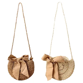 

Women Beach Bag Round Straw Crochet Shoulder Summer Bag Purse